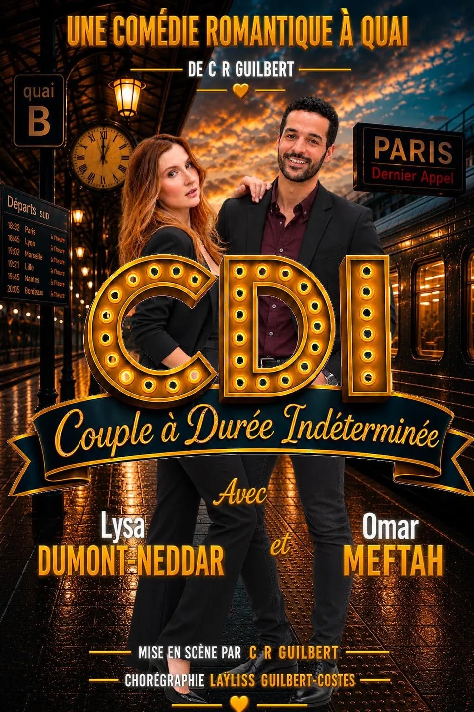 Affiche de CDI, couple à durée indéterminée, comédie romantique en duo avec Omar Meftah