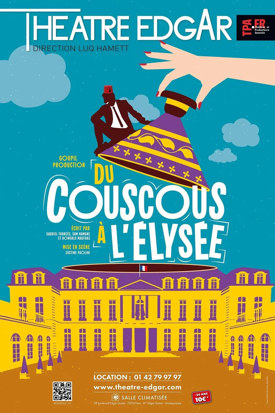 Affiche de Du couscous à l'Élysée, comédie en troupe avec Omar Meftah